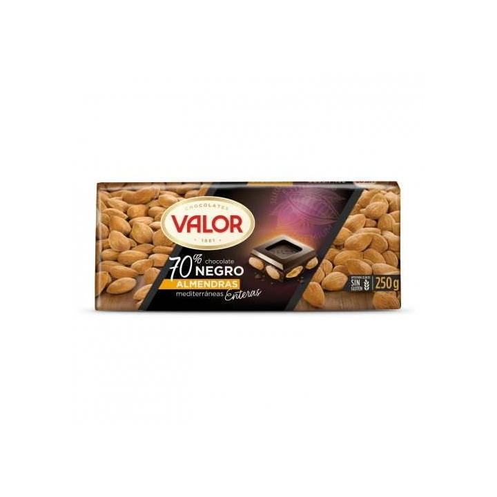 ▷ Chocolat Noir 70% Aux Amandes Entières Valor | Acheter