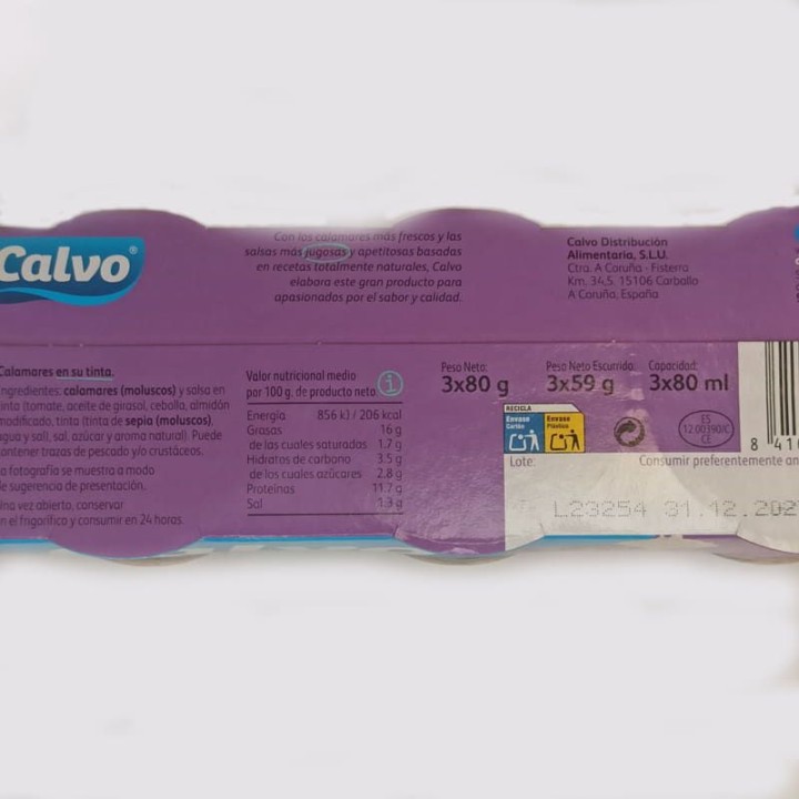 Calamari in ink PACK3 CALVO Buy Online
