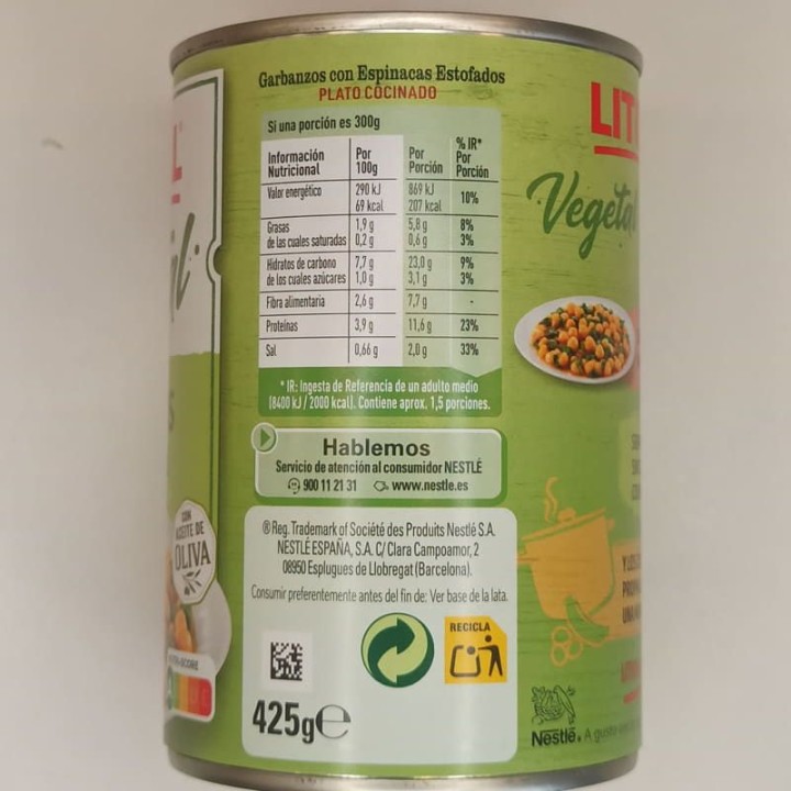Kichererbsen mit Spinat Litoral I Kaufen Online