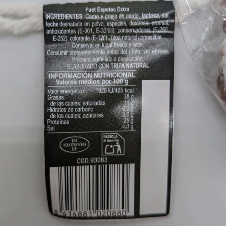 Spanische salami Fuet Espetec Extra | Online Kaufen