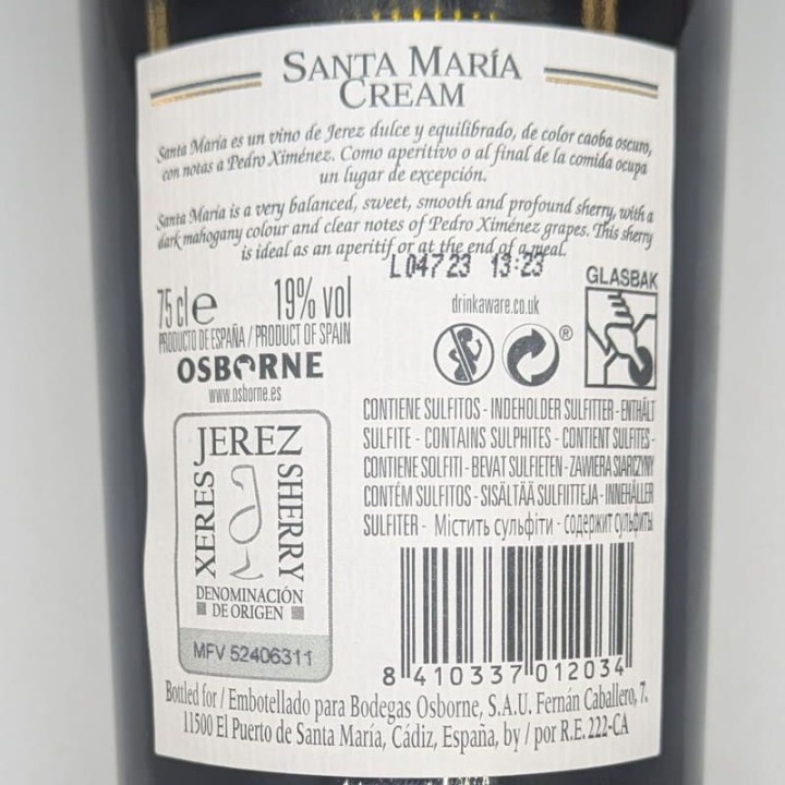 Sherry Santa Maria Cream Osborne | Buy | Free Shipping
