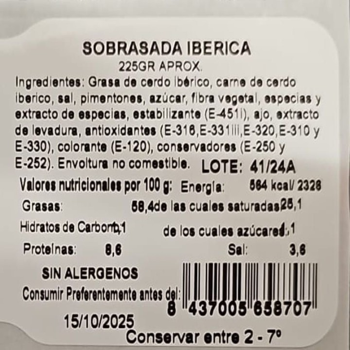 Iberico Sobrasada Vela I Buy Online I Free Shipping