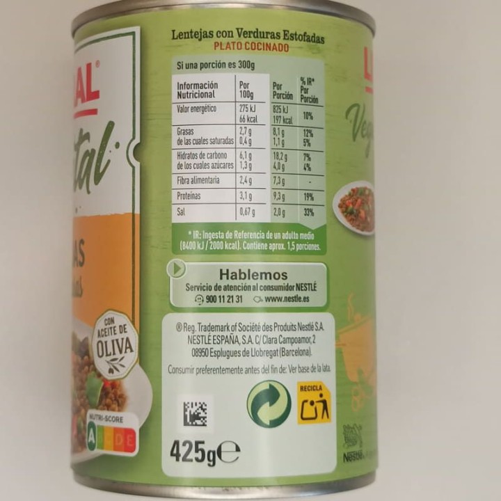 Lentejas con Verduras Litoral | Comprar | Envío Gratis