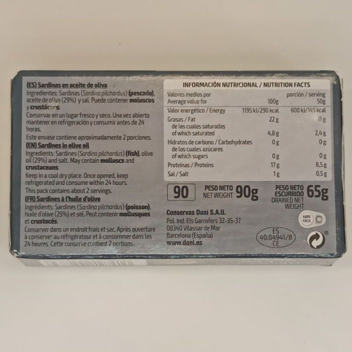 Sardines in Olive Oil Dani | Buy Online| Free Delivery