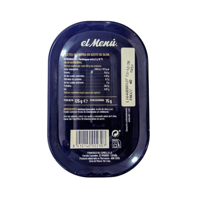 Anchois de Cantabrie 10 - 12 filets| Achet en Ligne