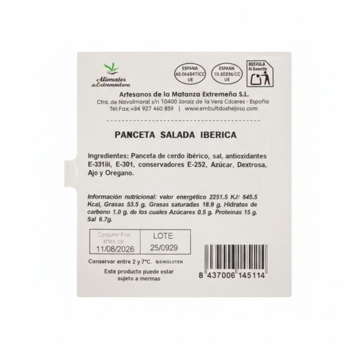 Salted Iberico Bacon | Buy Online | Free Delivery Europe