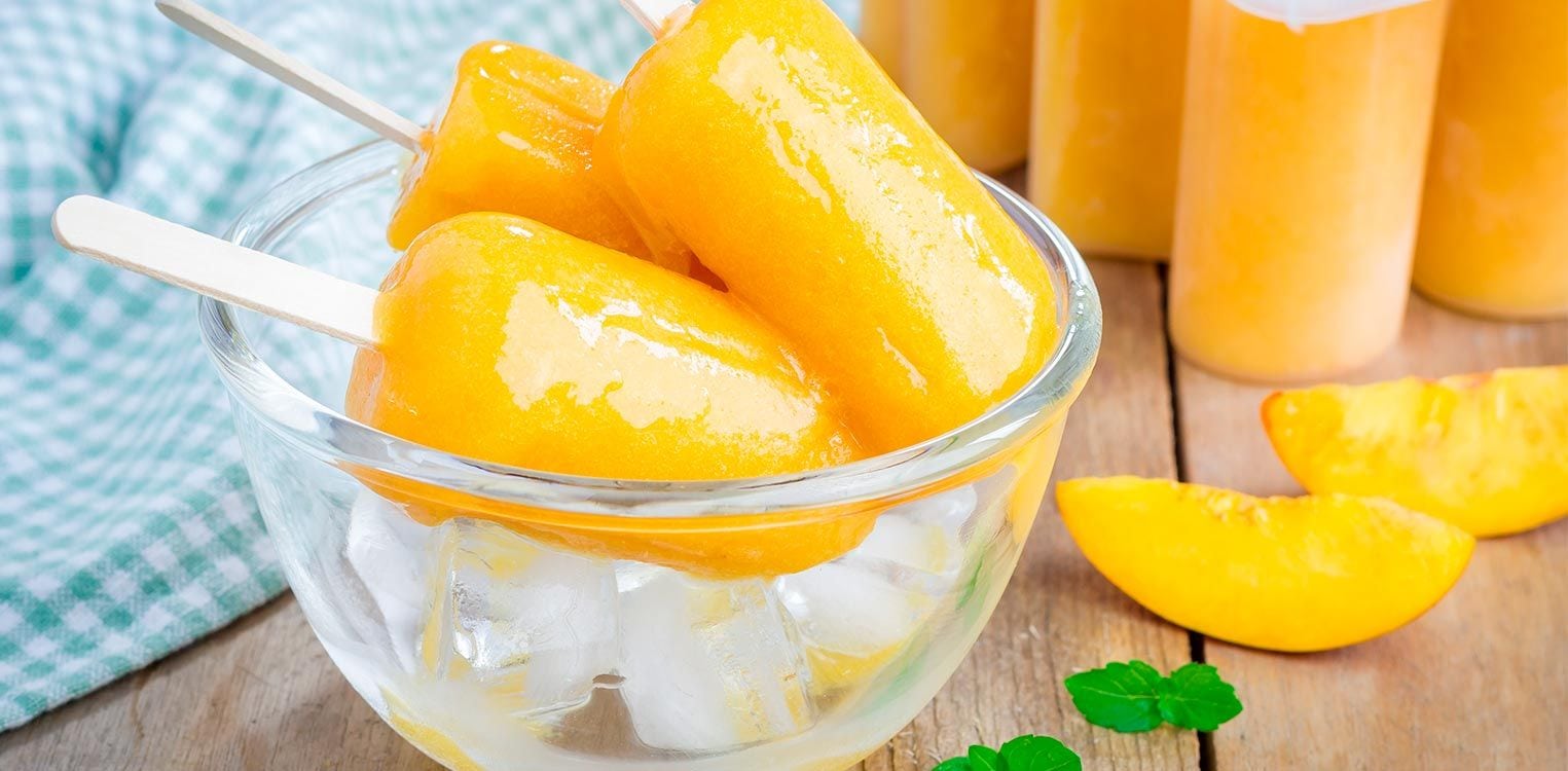 Original desserts with peach in syrup